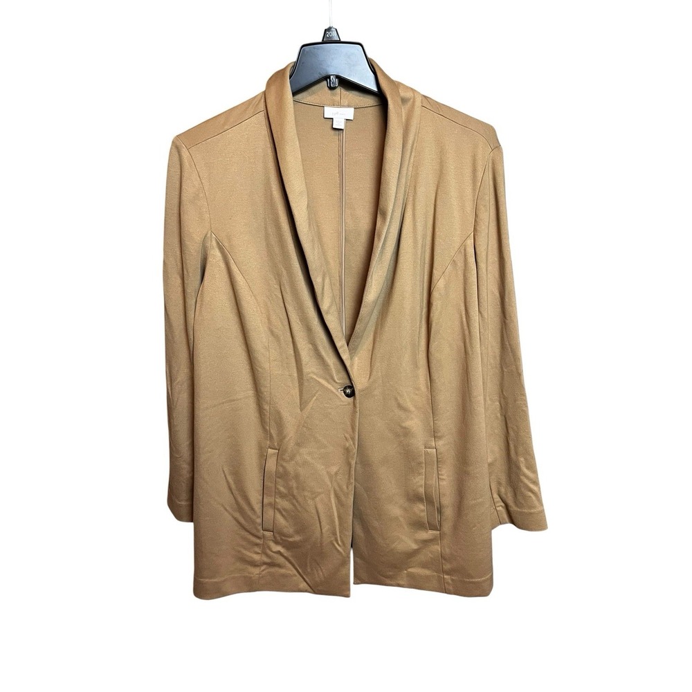 J. Jill Ponte Knit Blazer 2X Camel Stretch Classic Fall Layering